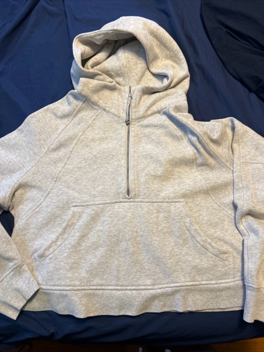 Lululemon Scuba Light Gray Half-Zip Hooded Sweatshirt